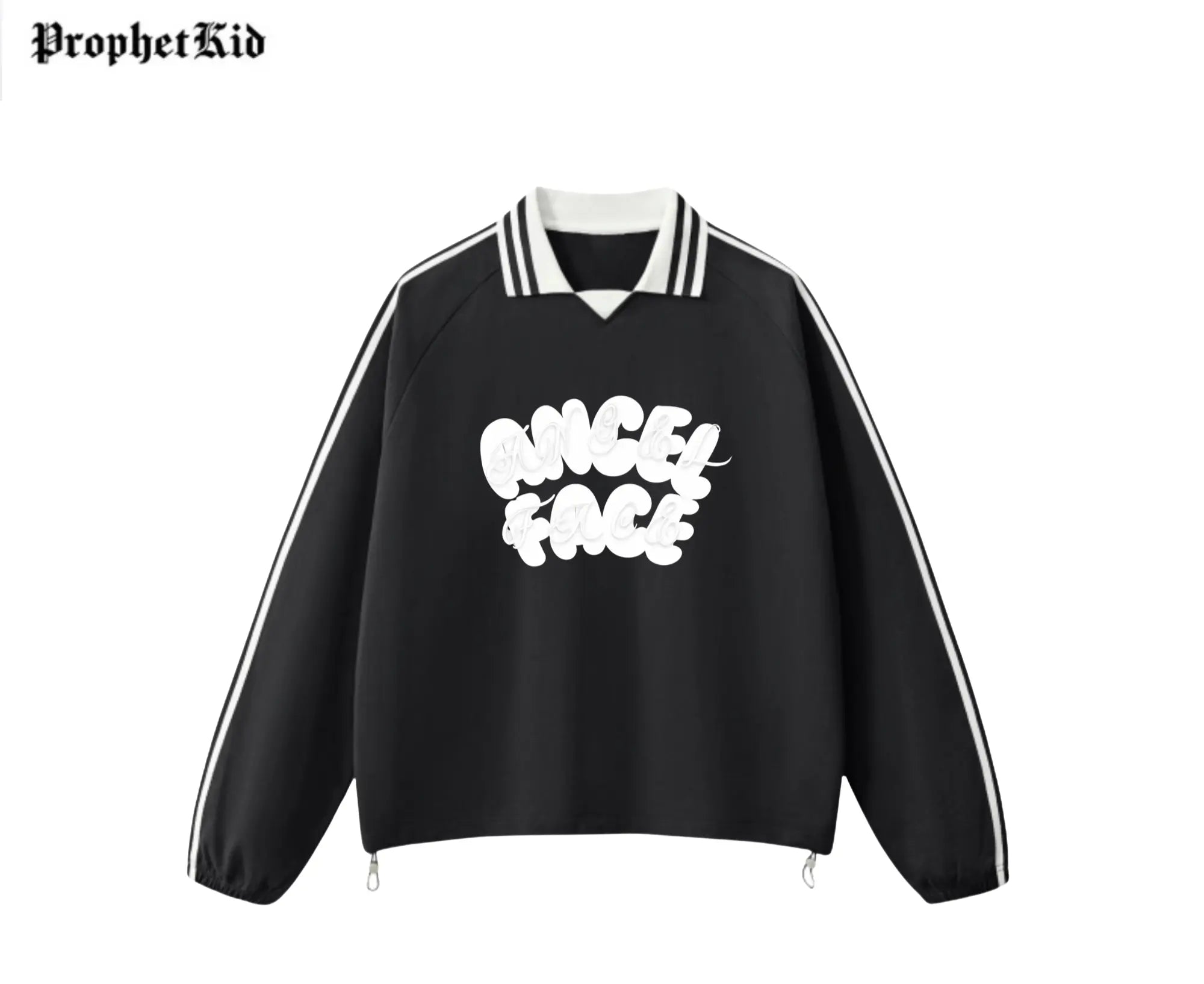 Angel Face Unbroken Contrast Striped Lapel Collar Sweatshirt