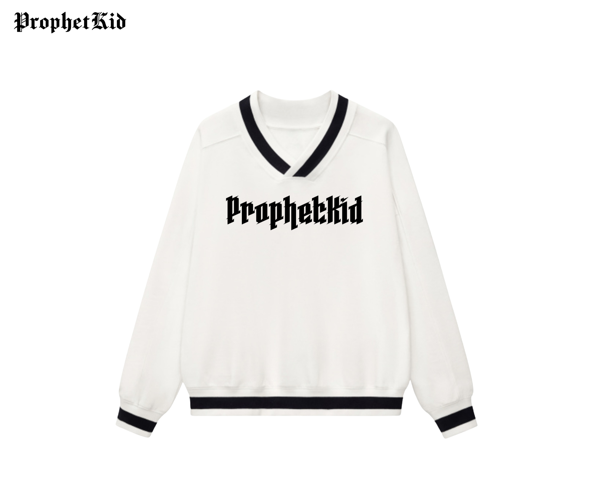 ProphetKid Minimalist V-Neck Contrast Collar Boxy Sweatshirt