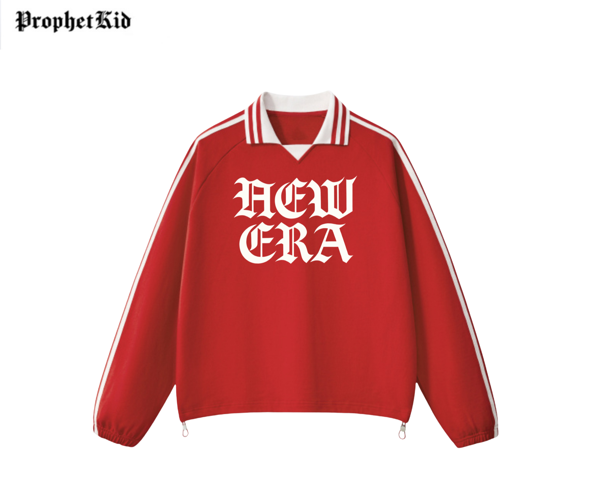 New Era Contrast Striped Lapel Collar Sweatshirt
