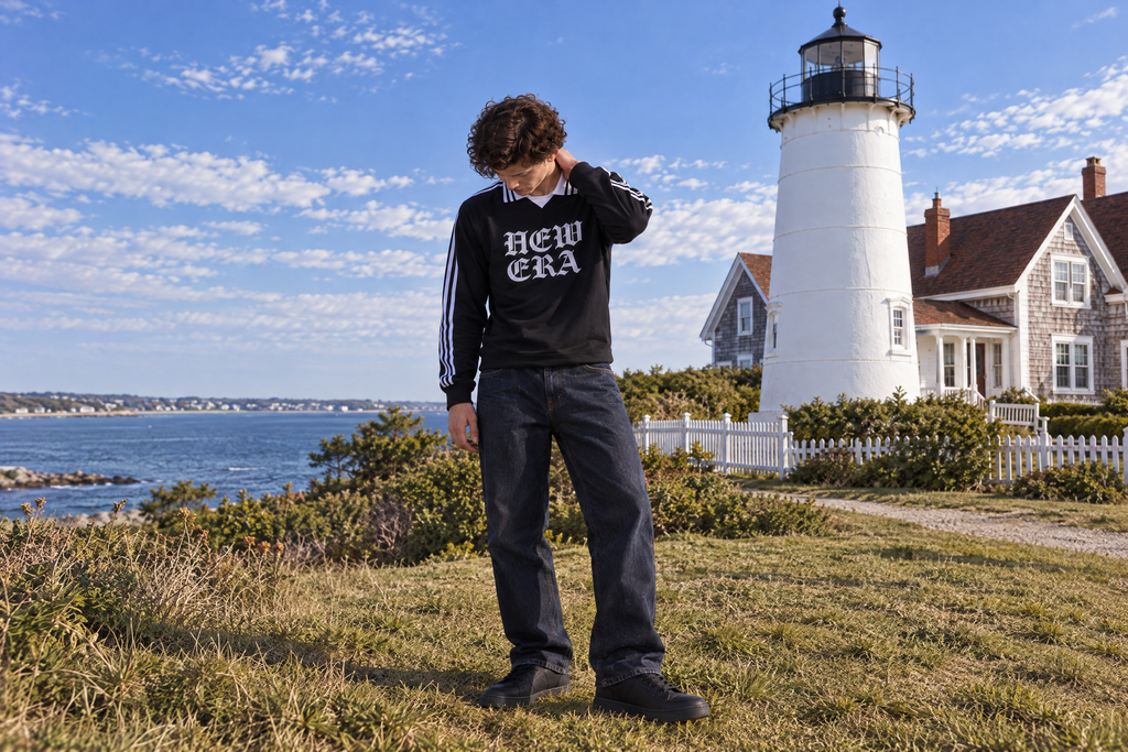 New Era Contrast Striped Lapel Collar Sweatshirt ProphetKid