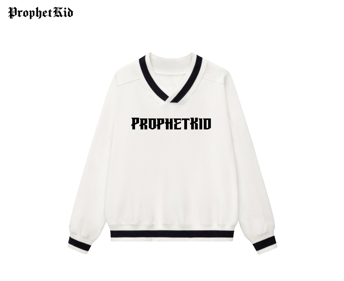 ProphetKid Minimalist V-Neck Contrast Collar Boxy Sweatshirt