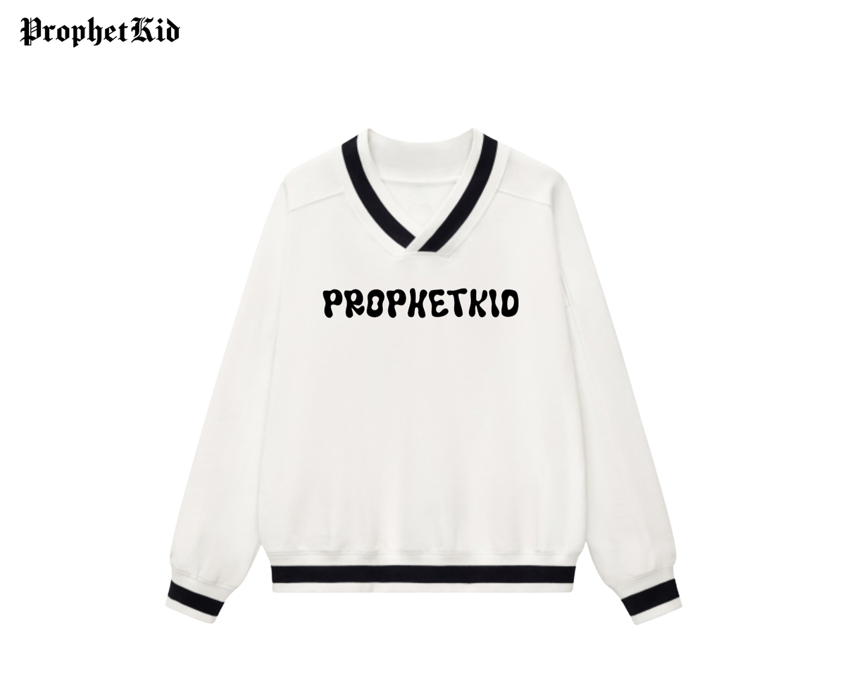 ProphetKid Minimalist V-Neck Contrast Collar Boxy Sweatshirt