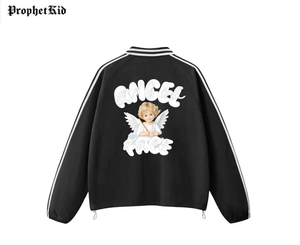 Angel Face Unbroken Contrast Striped Lapel Collar Sweatshirt
