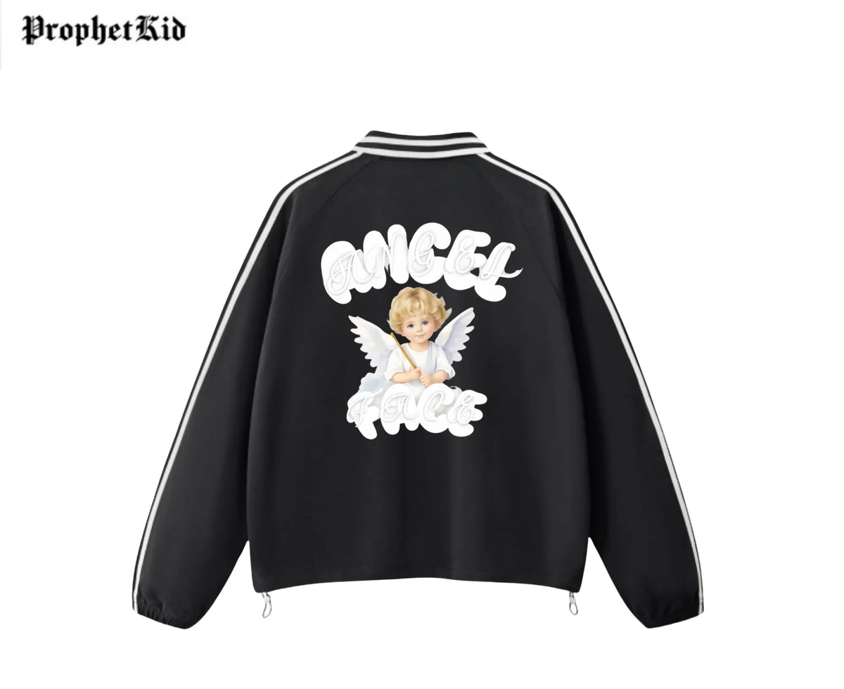 Angel Face Unbroken Contrast Striped Lapel Collar Sweatshirt