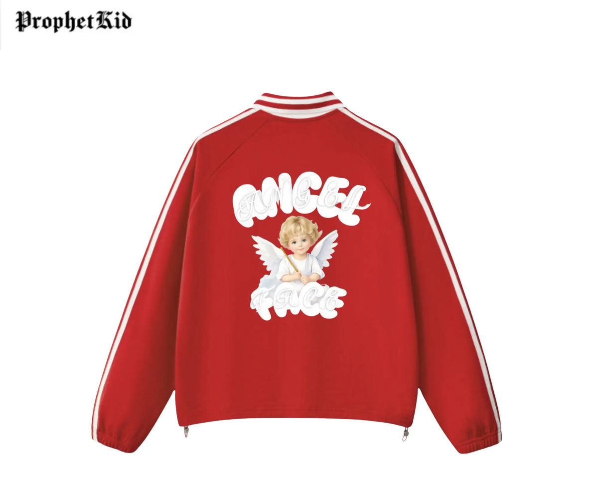 Angel Face Unbroken Contrast Striped Lapel Collar Sweatshirt