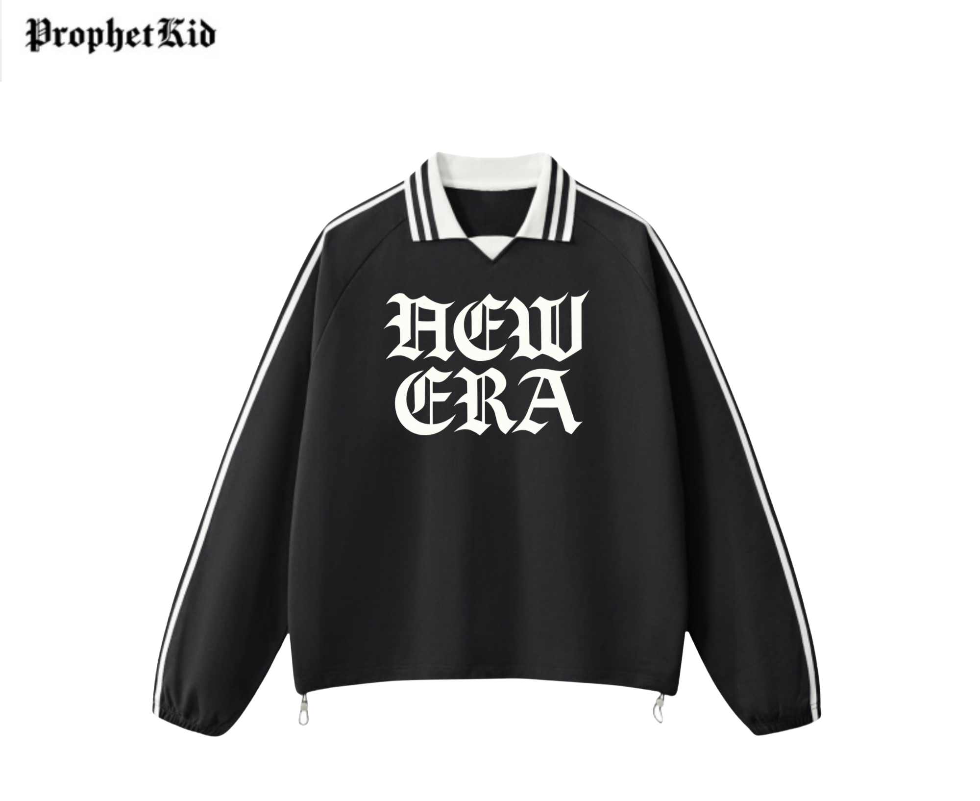 New Era Contrast Striped Lapel Collar Sweatshirt