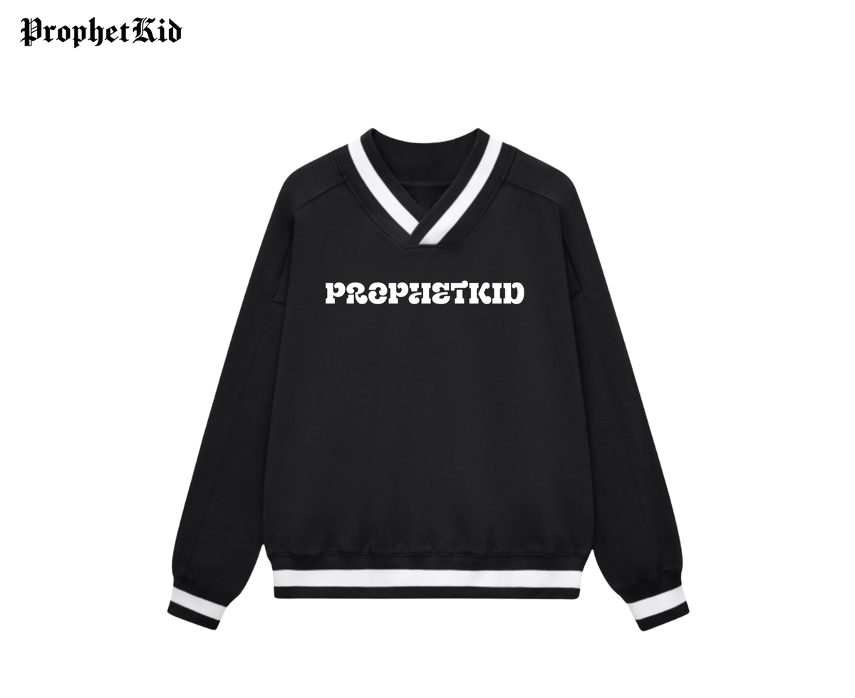 ProphetKid Minimalist V-Neck Contrast Collar Boxy Sweatshirt