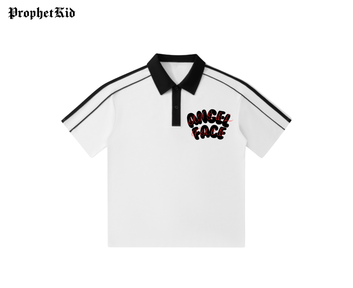 Angel Face Contrast Collar Short-Sleeve Polo Shirt