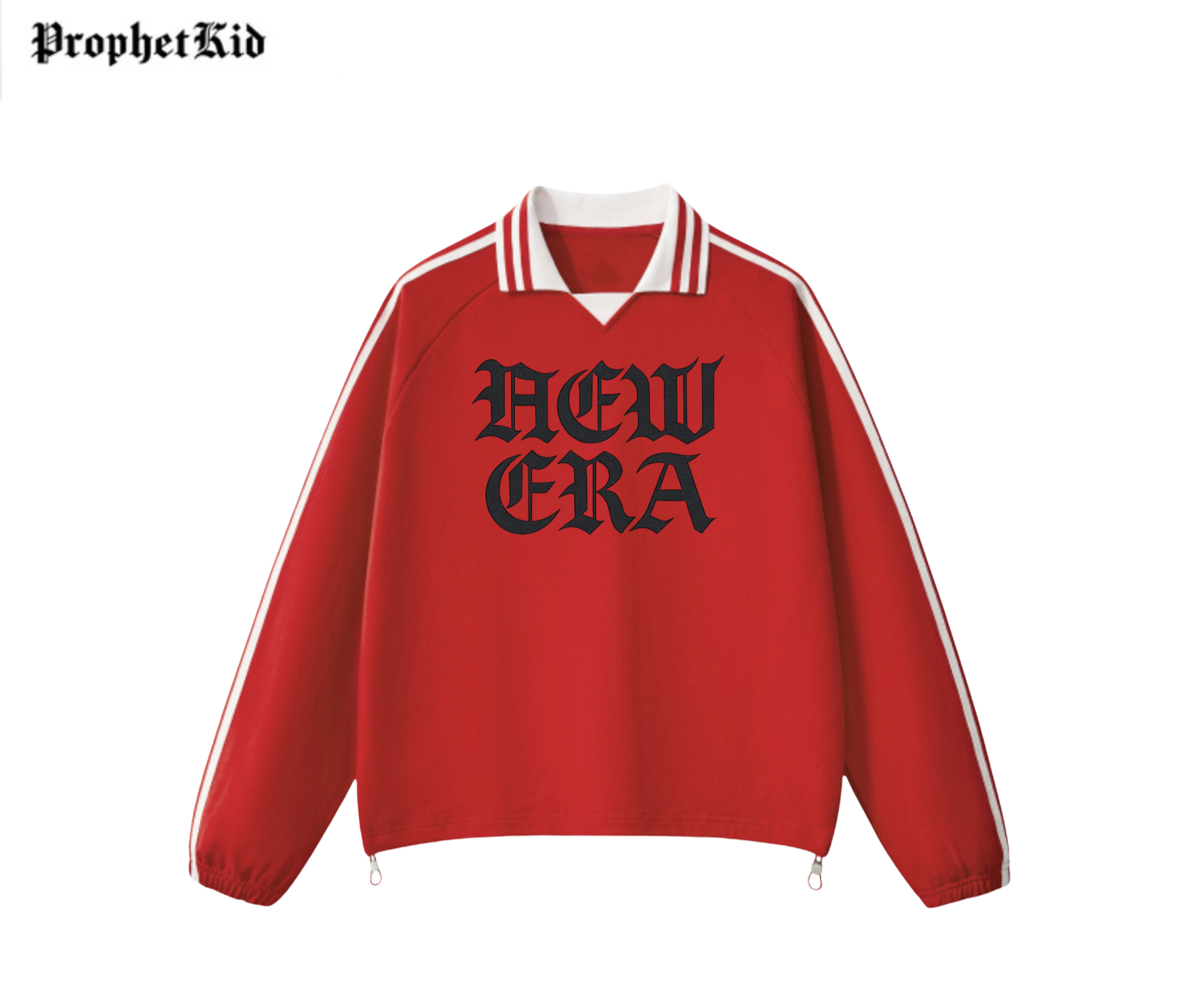 New Era Contrast Striped Lapel Collar Sweatshirt