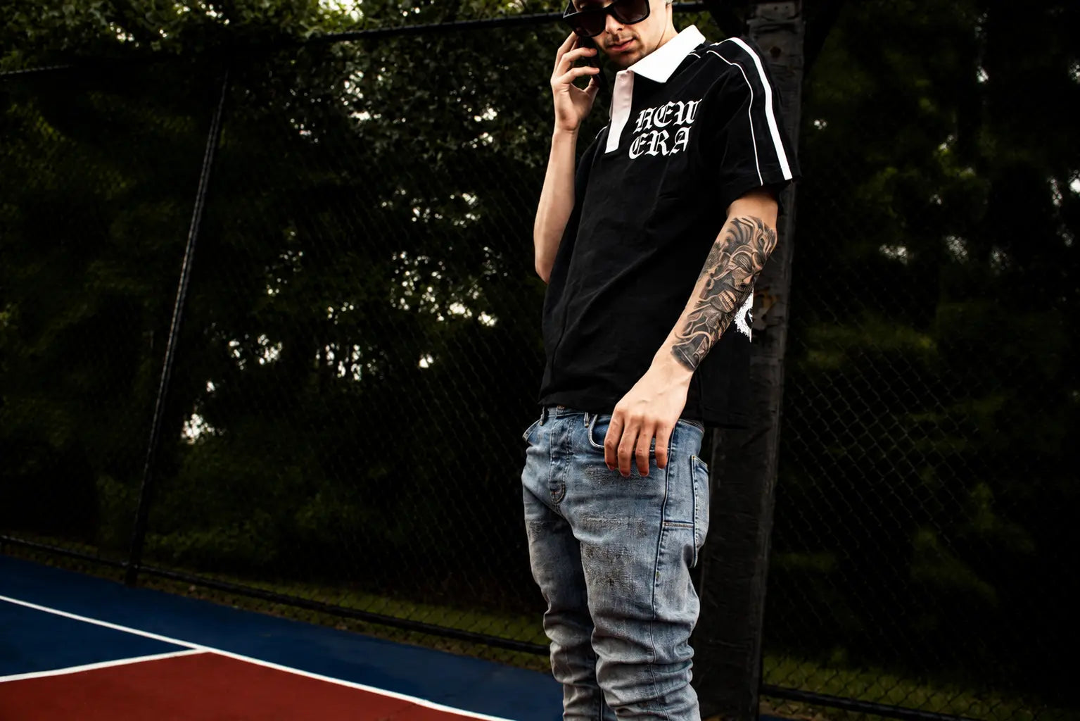 New Era Contrast Collar Short-Sleeve Polo Shirt