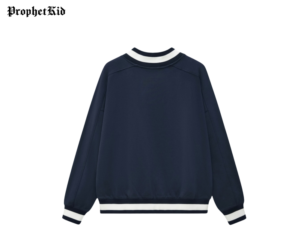 ProphetKid Minimalist V-Neck Contrast Collar Boxy Sweatshirt