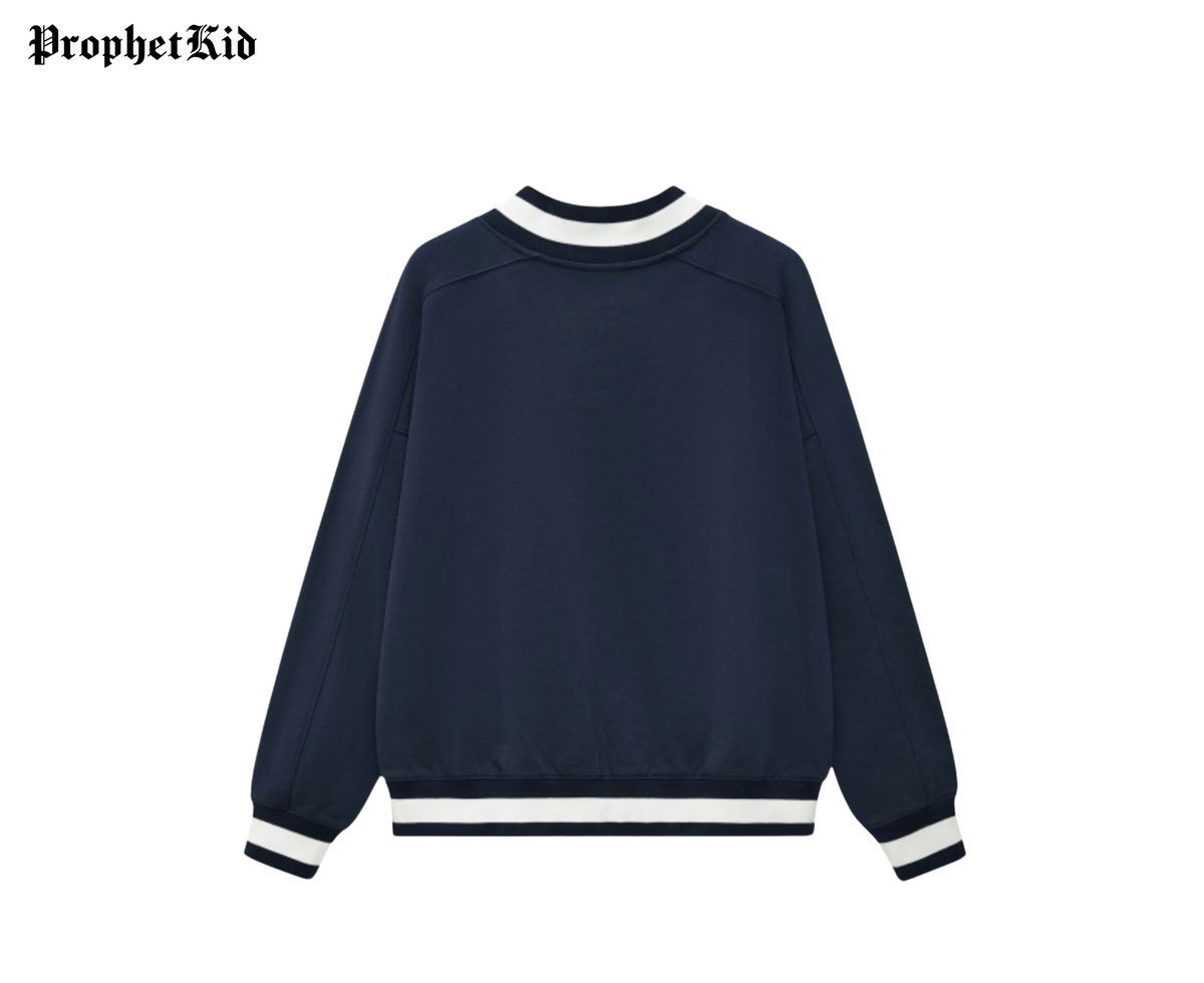 ProphetKid Minimalist V-Neck Contrast Collar Boxy Sweatshirt