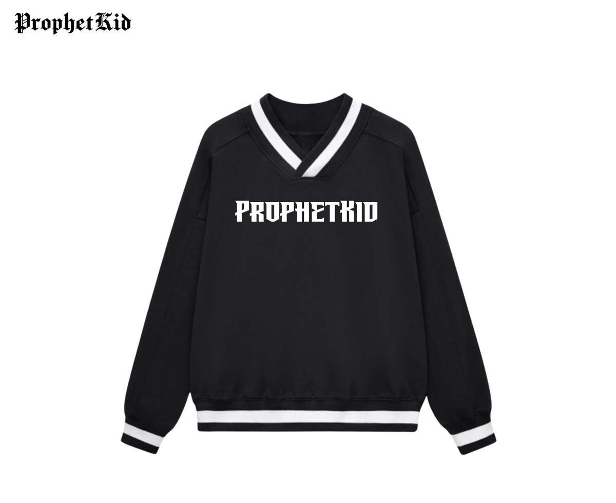ProphetKid Minimalist V-Neck Contrast Collar Boxy Sweatshirt